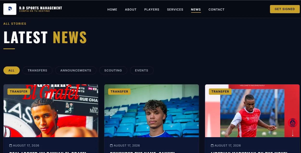 D.D Sports Management news page